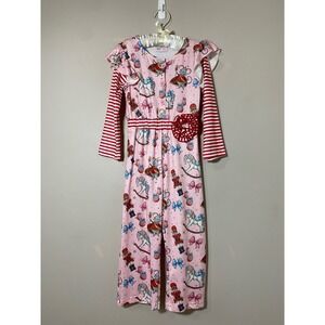 Pete &‎ Lucy Girls 4T Pink Nutcracker Christmas Long Sleeve Jumpsuit Ruffle Bow